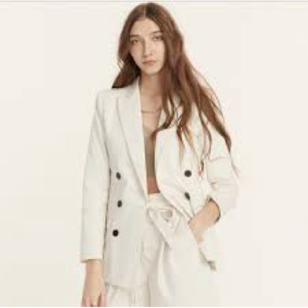 J.Crew ivory cotton Double Breasted Alfie blazer, size 2.